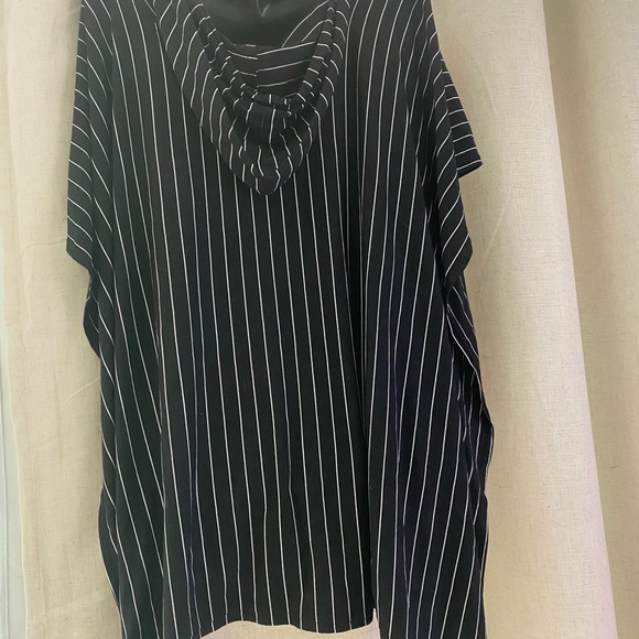 Bebe striped poncho with hood - Picture 4 of 4